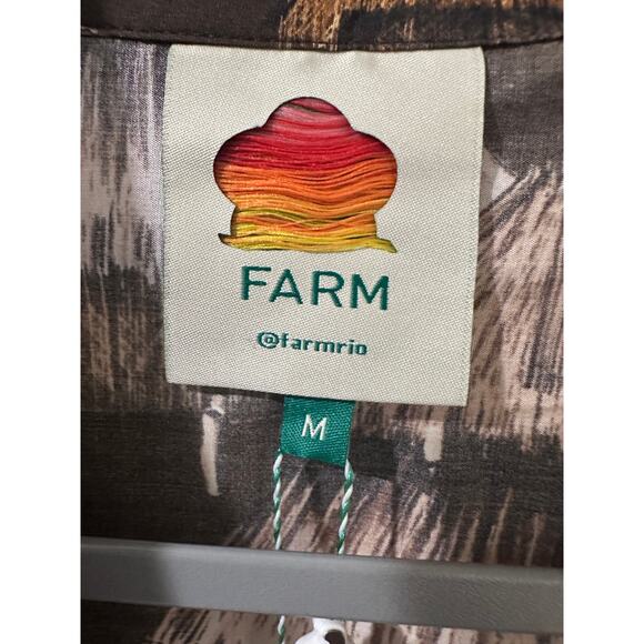 NWT Farm Rio x Yawanawa The Shuhu Brown Long Sleeve Button Up Shirt, size M - Picture 3 of 13